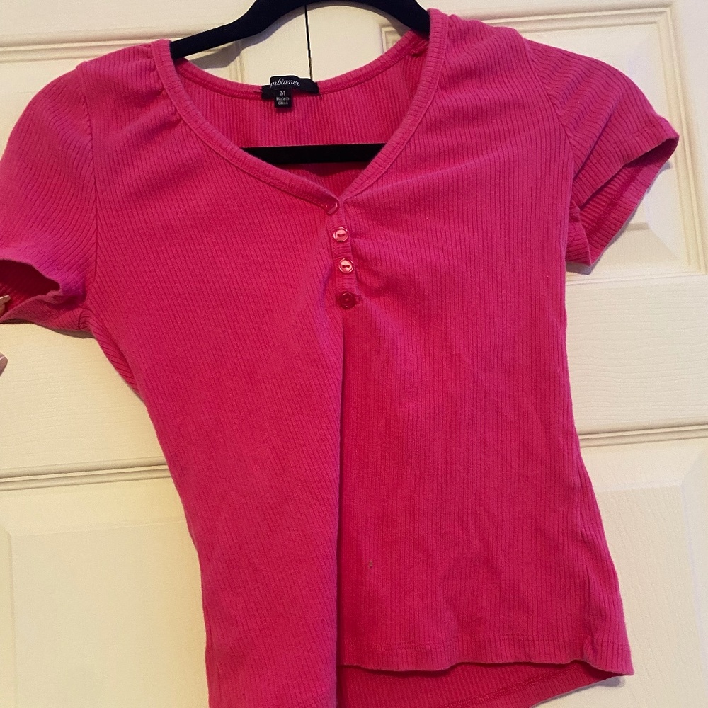 Ambiance Pink V Neck Shirt